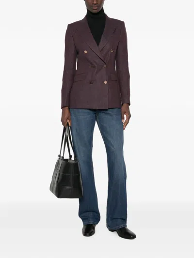 Tagliatore Herringbone-pattern Double-breasted Blazer In Neutral