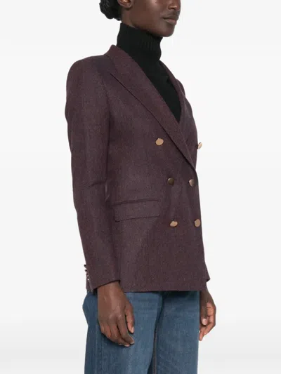 Tagliatore Herringbone-pattern Double-breasted Blazer In Neutral