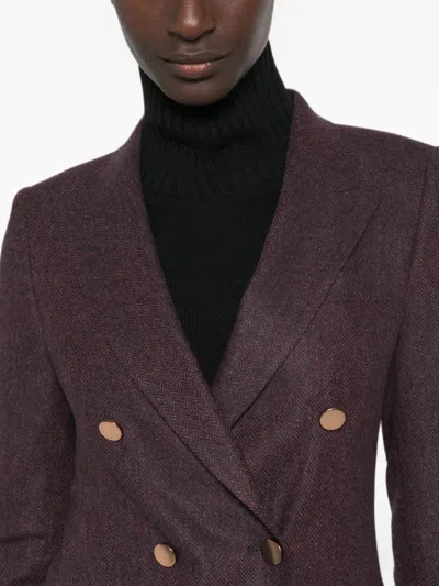Tagliatore Herringbone-pattern Double-breasted Blazer In Neutral