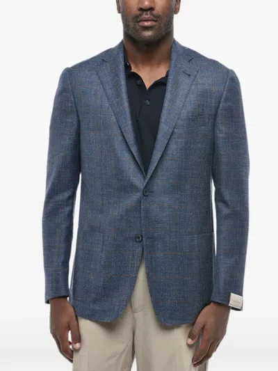 Corneliani Gate Windowpane-pattern Blazer In Blue