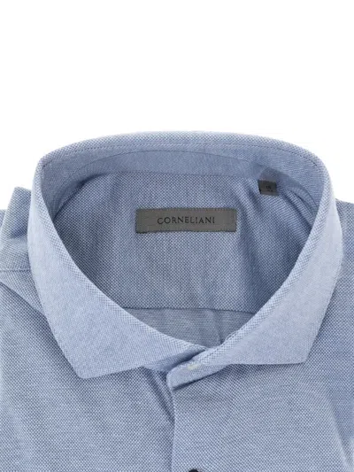 Corneliani Patterned Cotton Shirt In Blue