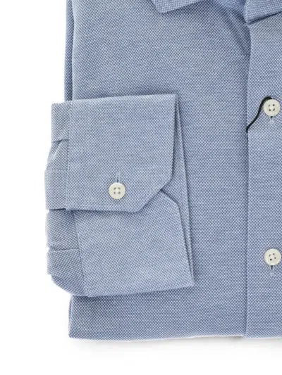Corneliani Patterned Cotton Shirt In Blue