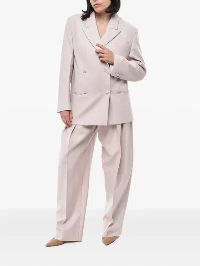 Super Blond Double-breasted Oversized Blazer In Neutral