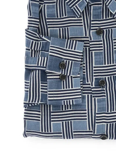 Corneliani Circle Basketweave-pattern Shirt In Gray