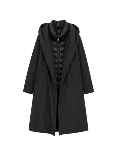 LAYERED HOODED COAT