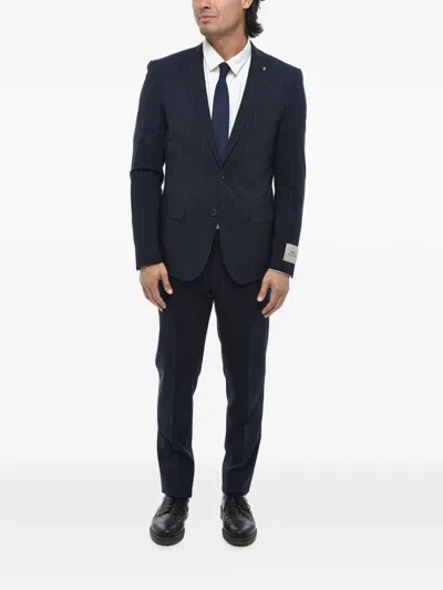 Corneliani Pinstripe-pattern Single-breasted Suit In Blue