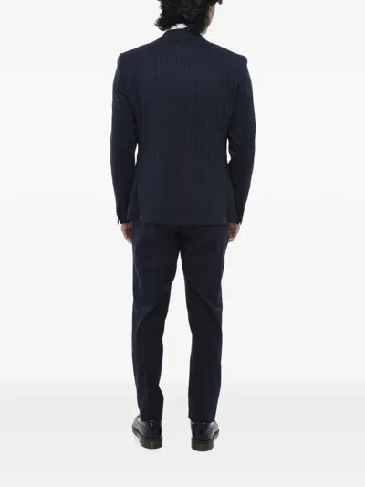 Corneliani Pinstripe-pattern Single-breasted Suit In Blue