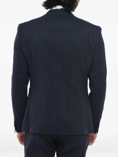 Corneliani Pinstripe-pattern Single-breasted Suit In Blue