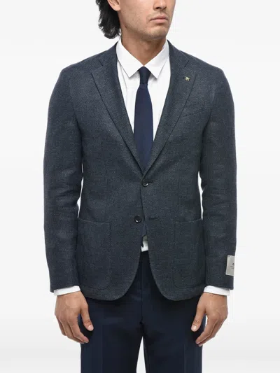 Corneliani Single-breasted Patch-pocket Blazer In Blue