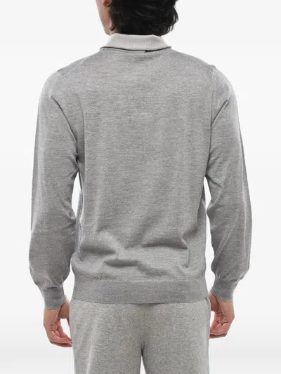 Corneliani Shawl-collar Wool Sweater In Gray