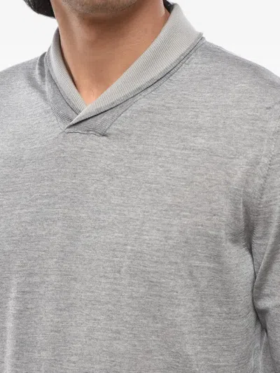 Corneliani Shawl-collar Wool Sweater In Gray
