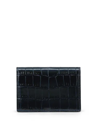 Smythson Mara Croc-effect Card Case In Black