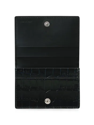 Smythson Mara Croc-effect Card Case In Black