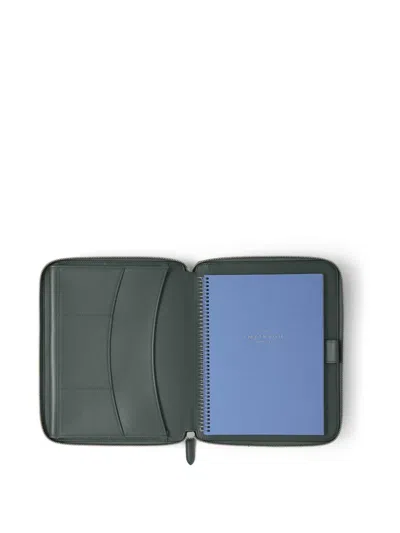 Smythson 파나마 크로스 그레인 레더 A5 쓰기 폴더 In Green
