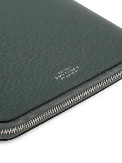 Smythson 파나마 크로스 그레인 레더 A5 쓰기 폴더 In Green