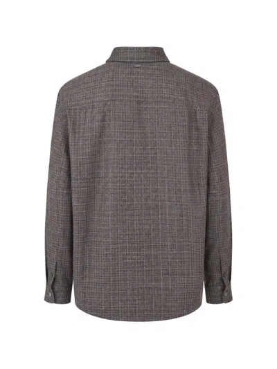 Agnona 체크 패턴 울 혼방 셔츠 In Gray