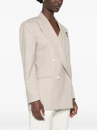 Lardini Houndstooth-pattern Double-breasted Blazer In Neutral