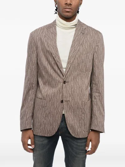 Corneliani Single-breasted Patch-pocket Blazer In Neutral