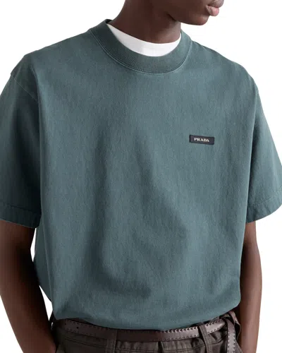 Prada Cotton T-shirt In Dark Teal