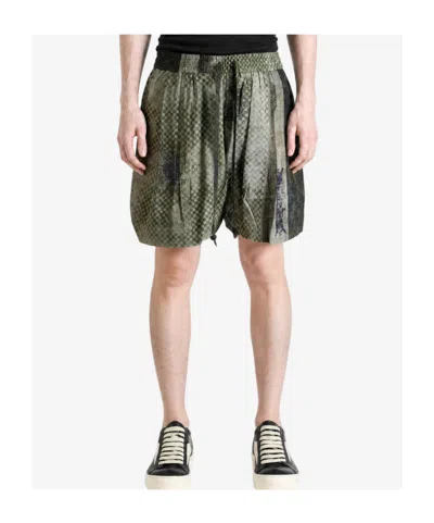 Ziggy Chen Patterned Silk Shorts In Gray