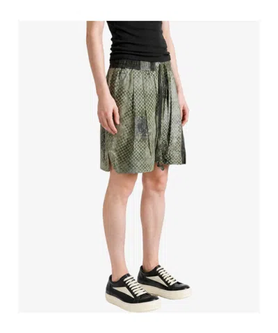 Ziggy Chen Patterned Silk Shorts In Gray