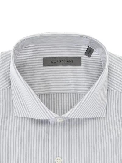 Corneliani Striped Cotton Shirt In White