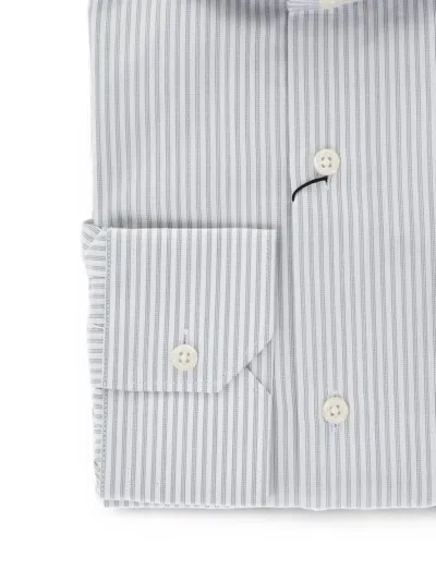 Corneliani Striped Cotton Shirt In White