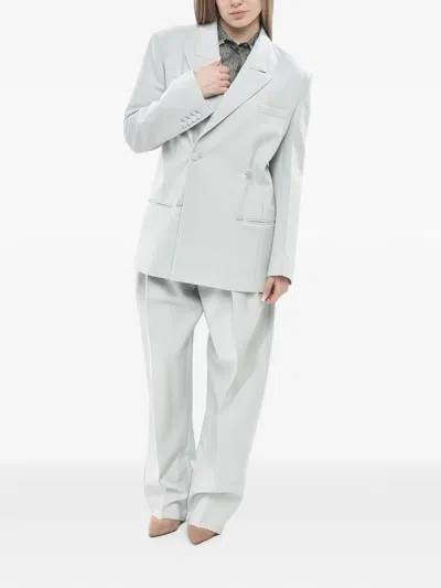 Super Blond Double-breasted Oversized Blazer In Gray