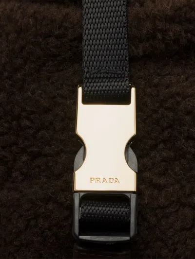 Prada Fleece Hat In Brown