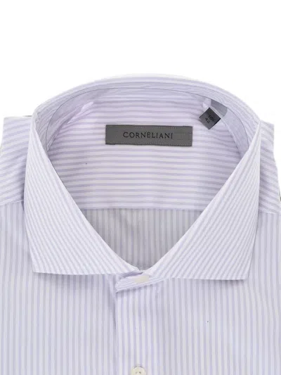 Corneliani Striped Cotton Shirt In White