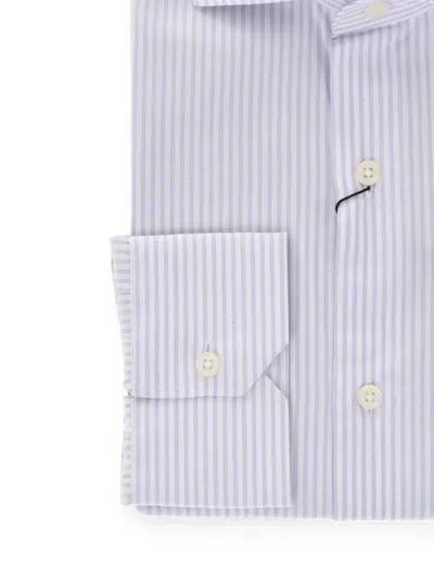 Corneliani Striped Cotton Shirt In White