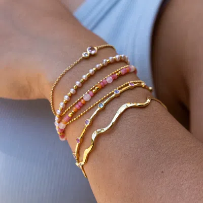 Dower & Hall 'dusk' Gemstone Array Bangle In Rainbow,multicolor,silver,gold