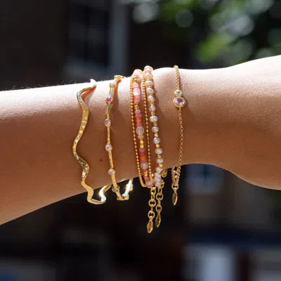 Dower & Hall 'dusk' Gemstone Array Bangle In Rainbow,multicolor,silver,gold