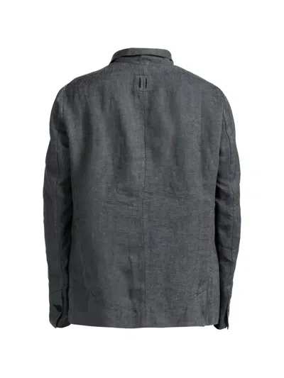 Hannes Roether High-neck Button-up Blazer In Gray