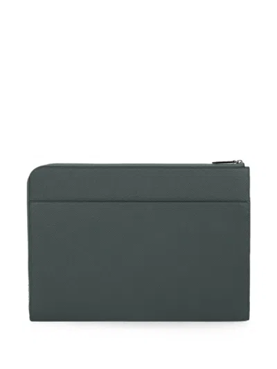 Smythson Large Panama-leather Laptop Case In Green