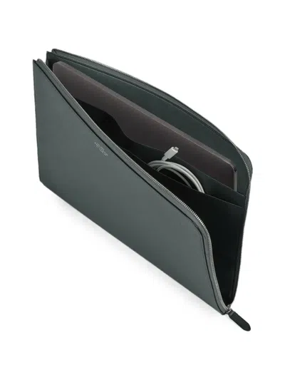 Smythson Large Panama-leather Laptop Case In Green