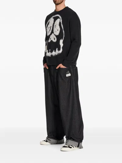 Y-3 Wool Blend Crew Neck Sweater Graphic In Black