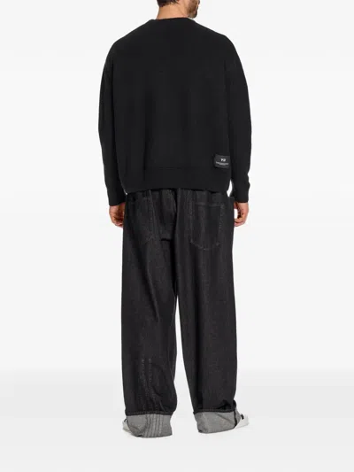 Y-3 Wool Blend Crew Neck Sweater Graphic In Black