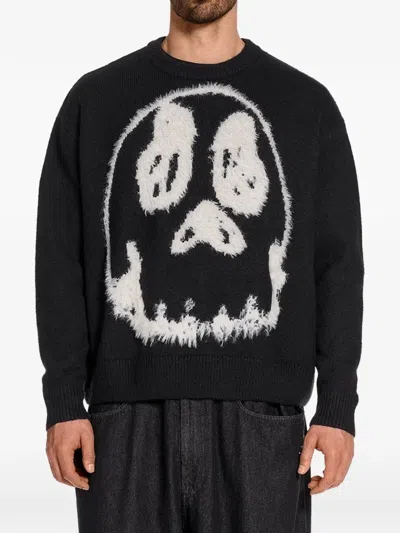 Y-3 Wool Blend Crew Neck Sweater Graphic In Black