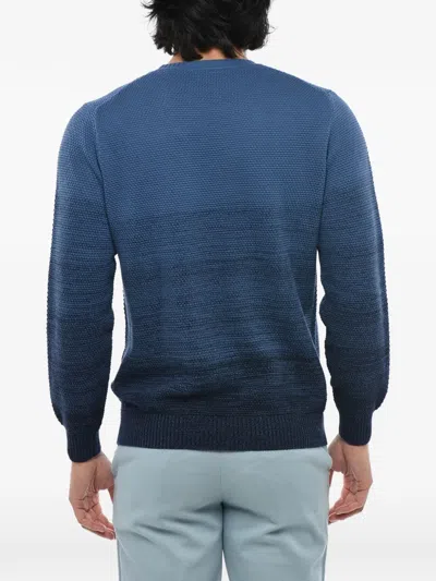 Corneliani Ombré-effect Crew-neck Sweater In Blue