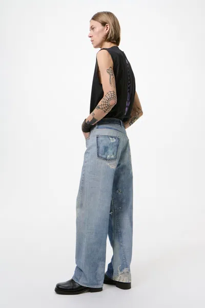 Our Legacy High Waist Boyfriend Jeans With Distressed Finish In Gray