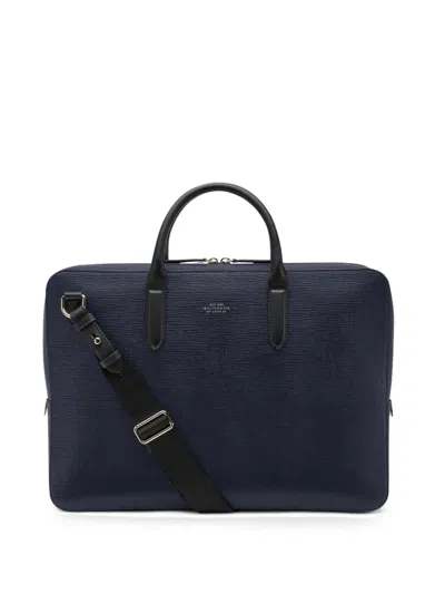 Smythson 파나마 슬림 브리프 케이스 In Blue