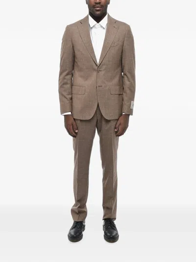 Corneliani Single-breasted Flap-pocket Suit In Brown