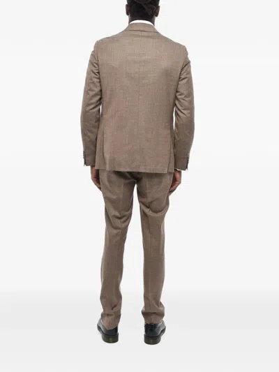 Corneliani Single-breasted Flap-pocket Suit In Brown