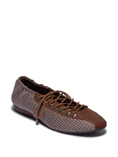 Bernardo Billie Check Leather Sneakerina Flats In Brown