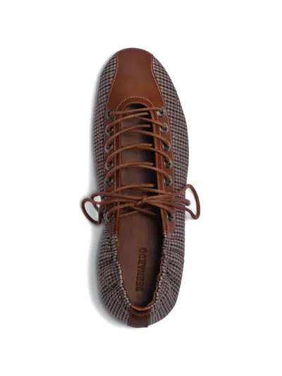 Bernardo Billie Check Leather Sneakerina Flats In Brown