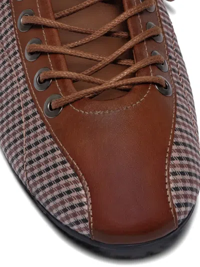 Bernardo Billie Check Leather Sneakerina Flats In Brown