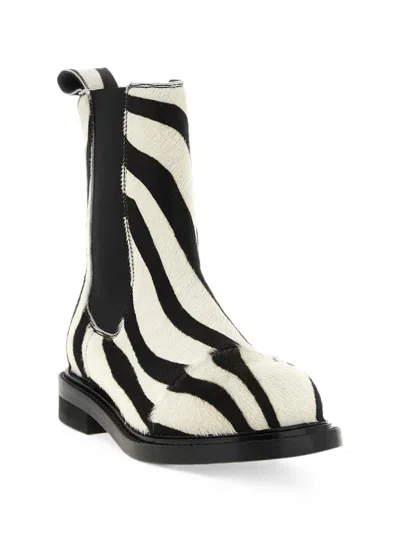 Moschino Zebra Pattern Ankle Boots Elastic Panels In Multi