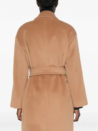 Max Mara Belted Notch-lapel Coat In Brown