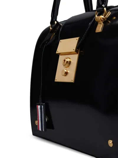 Thom Browne 블랙 카프스킨 Mrs. Thom 주니어 백 In Black